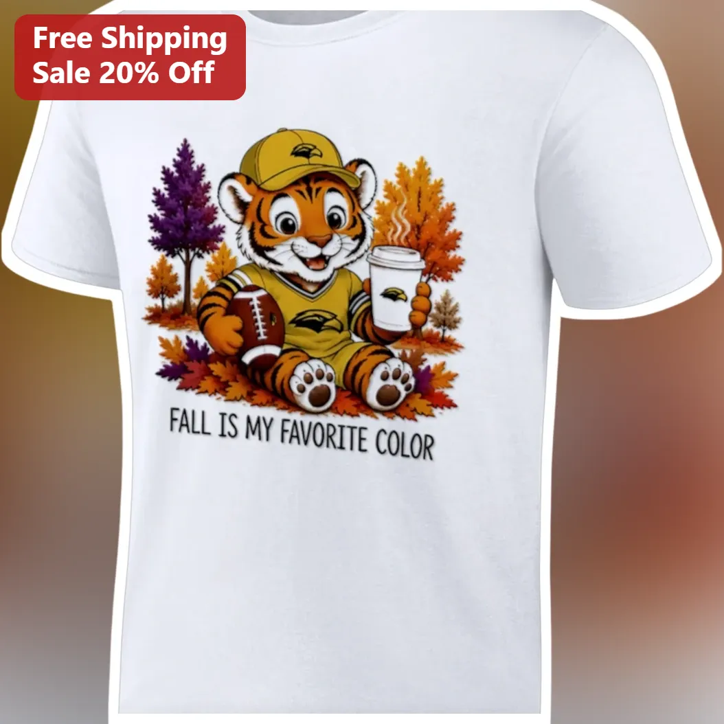 Fall Is My Favorite Color Cute Tiger Football Fan Graphic Tee Autumn Aesthetic Gift