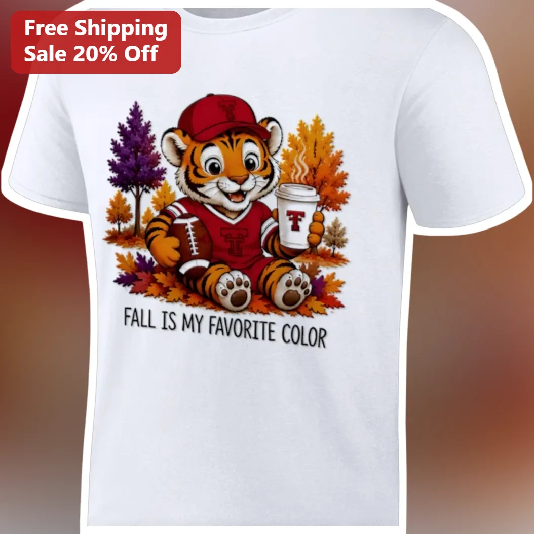 Fall Is My Favorite Color Tee Cute Tiger College Football Fan Autumn Graphic Shirt Gift