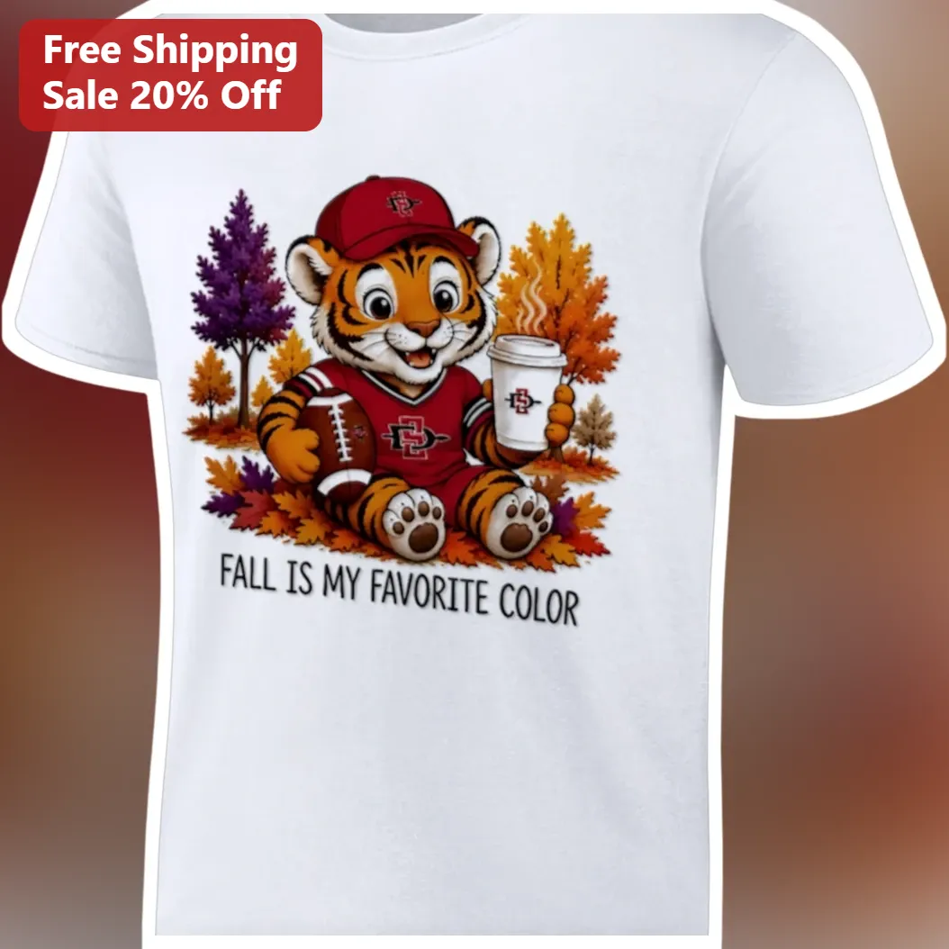 Fall Is My Favorite Color Tee Cute Tiger Football Autumn Graphic Shirt Gift For College Fans