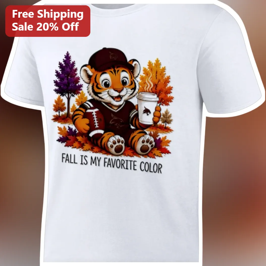 Fall Is My Favorite Color Tee Cute Tiger Football Fan Autumn Apparel Gift