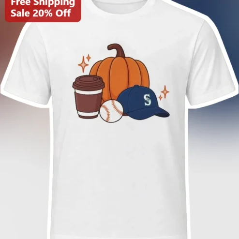 Fall Sports Pumpkin Coffee Baseball Graphic Tee Cute Autumn Seasonal Gift for Women Men