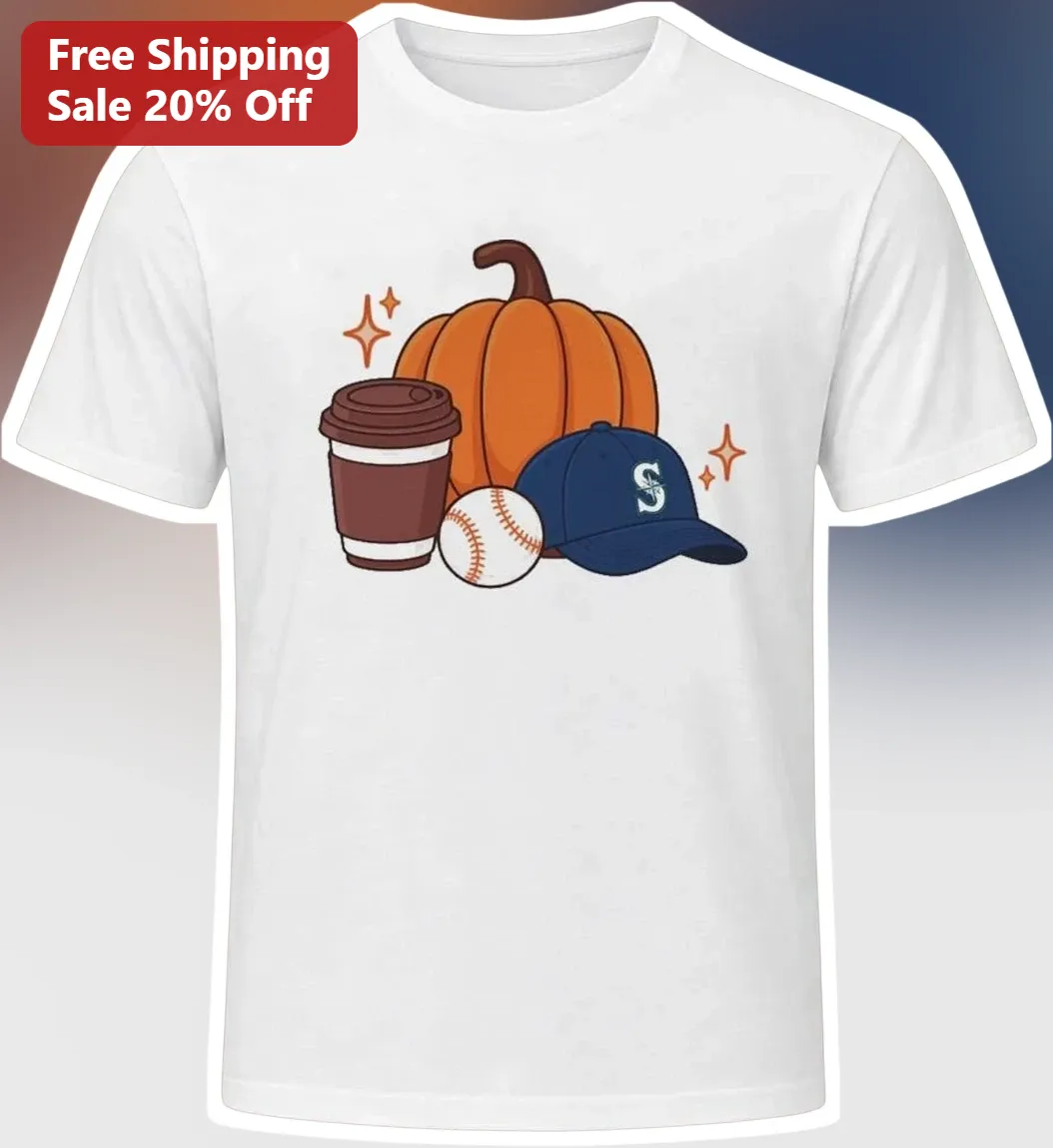 Fall Sports Pumpkin Coffee Baseball Graphic Tee Cute Autumn Seasonal Gift for Women Men