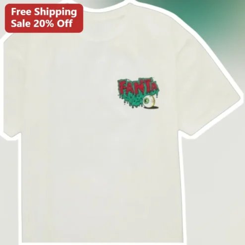 Fanta Graffiti Drip Eyeball Graphic Tee Retro Streetwear Surreal Soda Shirt