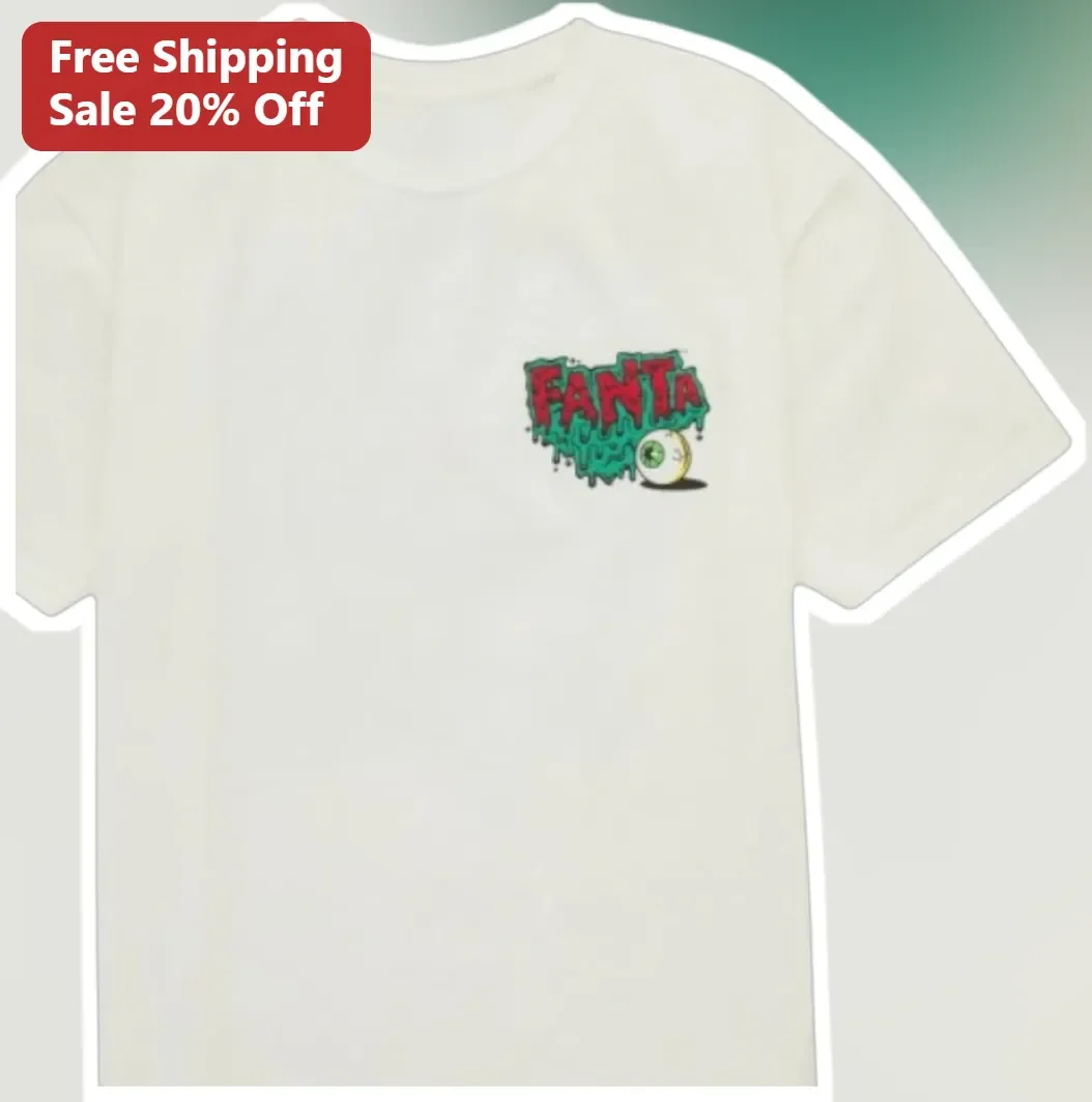 Fanta Graffiti Drip Eyeball Graphic Tee Retro Streetwear Surreal Soda Shirt