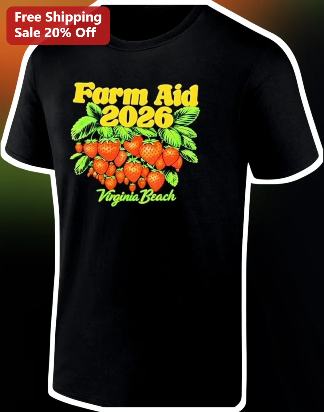 Farm Aid 2026 Tee Retro Strawberry Graphic Festival Shirt Limited Edition Merch