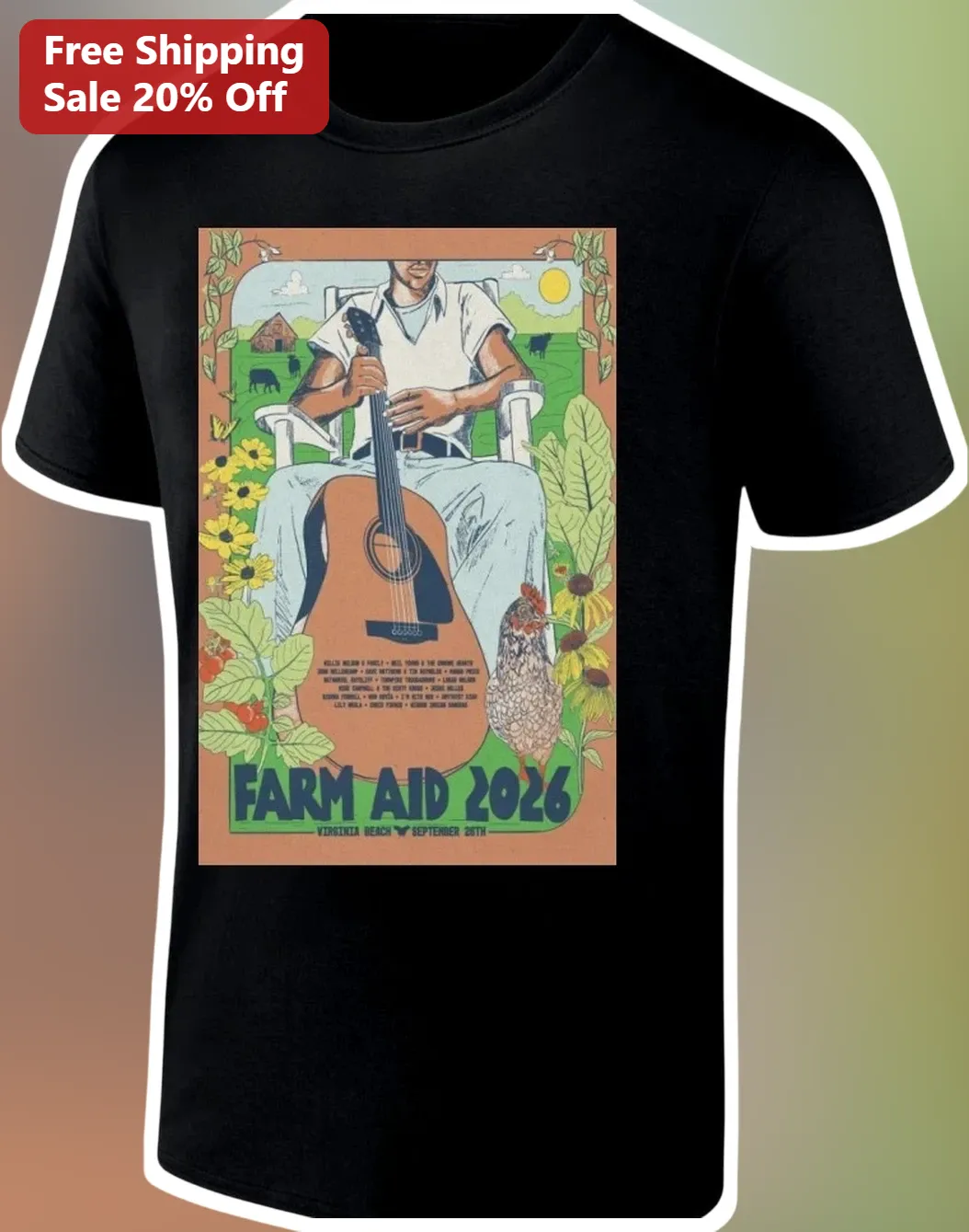 Farm Aid 2026 Vintage Concert Poster Graphic Tee Country Music Festival Merch
