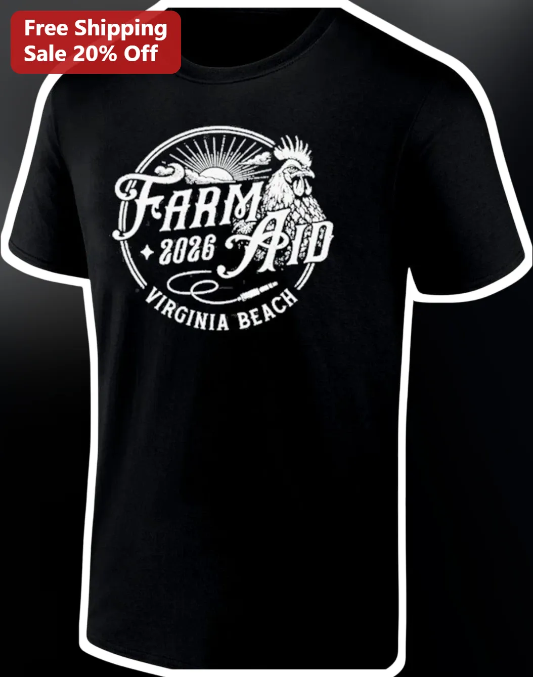 Farm Aid 2026 Virginia Beach Tee Vintage Rooster Graphic Music Festival Shirt