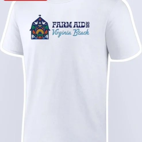 Farm Aid Virginia Beach Tee 2026 Concert Merch Folk Art Barn Graphic Shirt