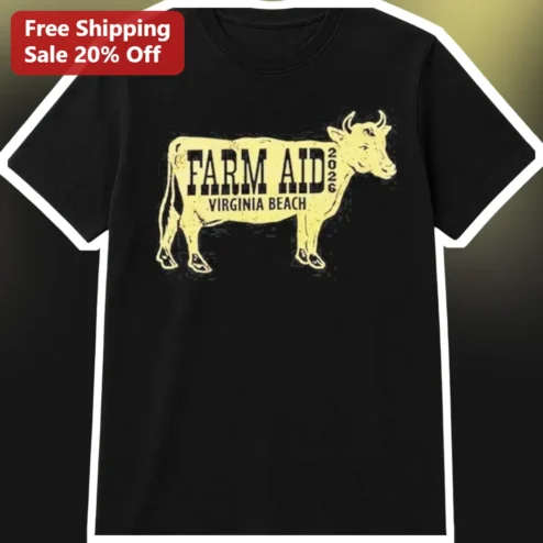Farm Aid Virginia Beach Tee 2026 Vintage Cow Graphic T-Shirt