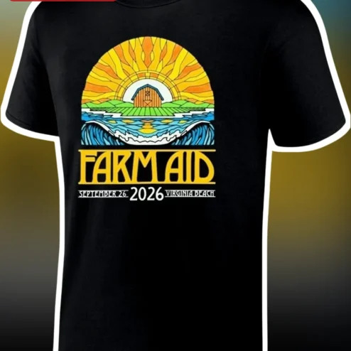 Farm Aid Virginia Beach Tee September 26 Retro Barn Sunset Graphic Shirt for Country Music Fans