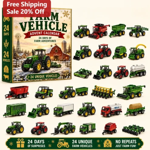 Farm Vehicle Advent Calendar Toy Set 24 Days of Farm Adventures Mini Tractor Truck Countdown Gift for Kids
