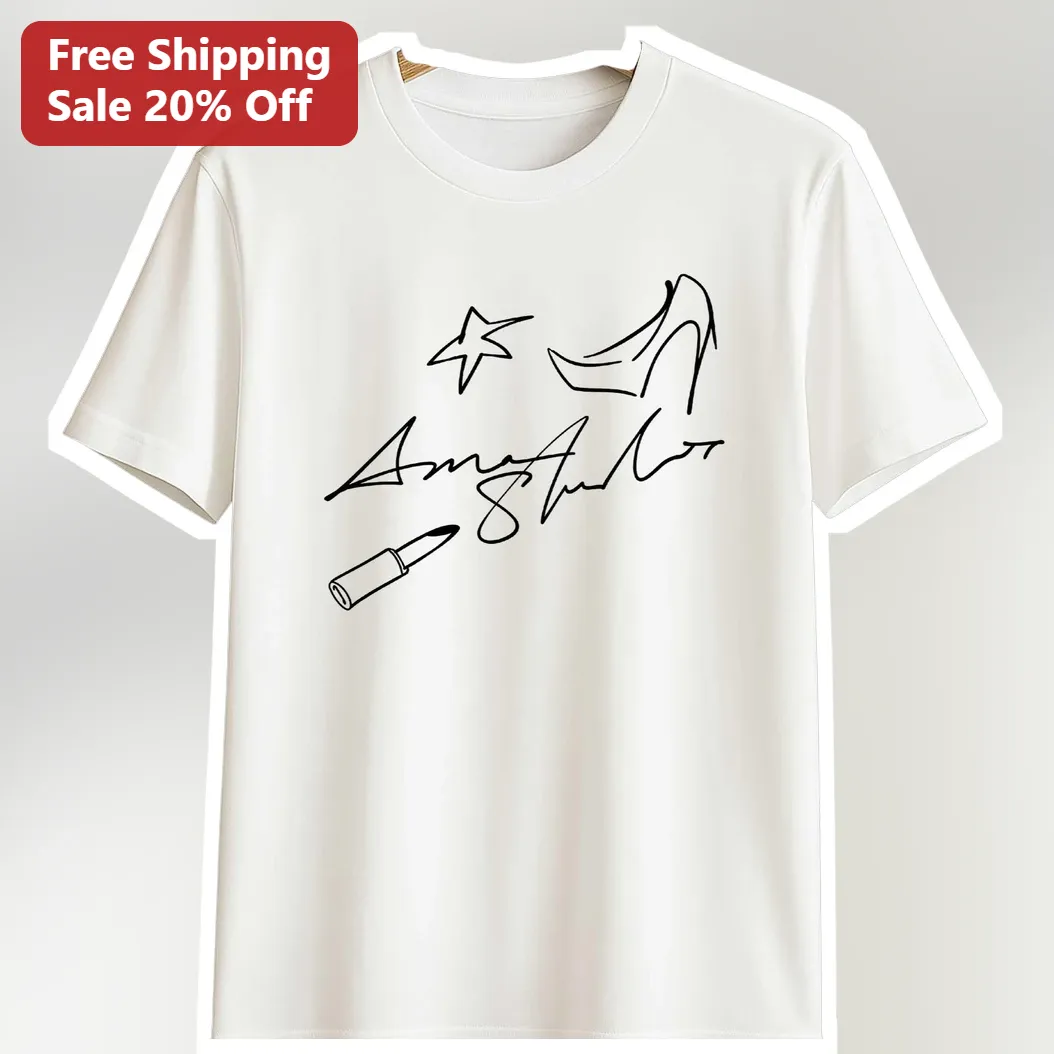 Fashion High Heel Lipstick Sketch Tee Minimalist Line Art Graphic Shirt Gift for Women