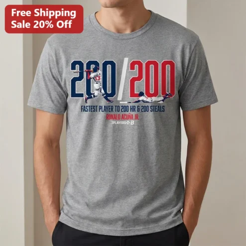 Fastest Player to HR and Steals Ronald Acuña Jr. Tee Baseball Milestone Shirt