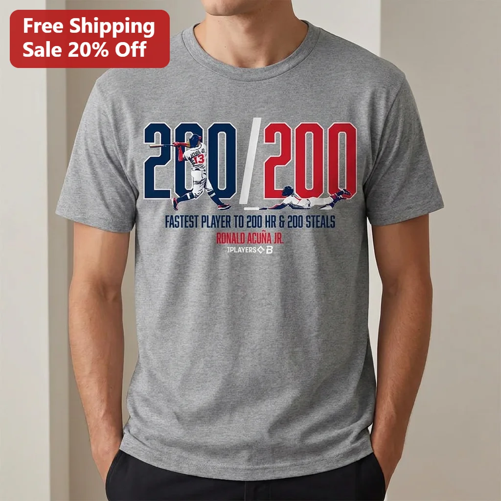 Fastest Player to HR and Steals Ronald Acuña Jr. Tee Baseball Milestone Shirt
