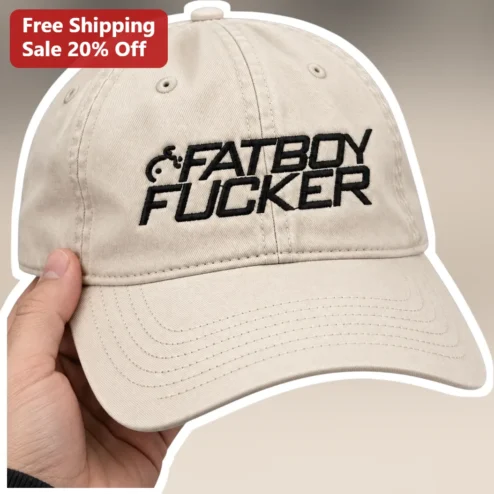 Fatboy Fucker Cap Beige Embroidered Baseball Hat Streetwear Gift