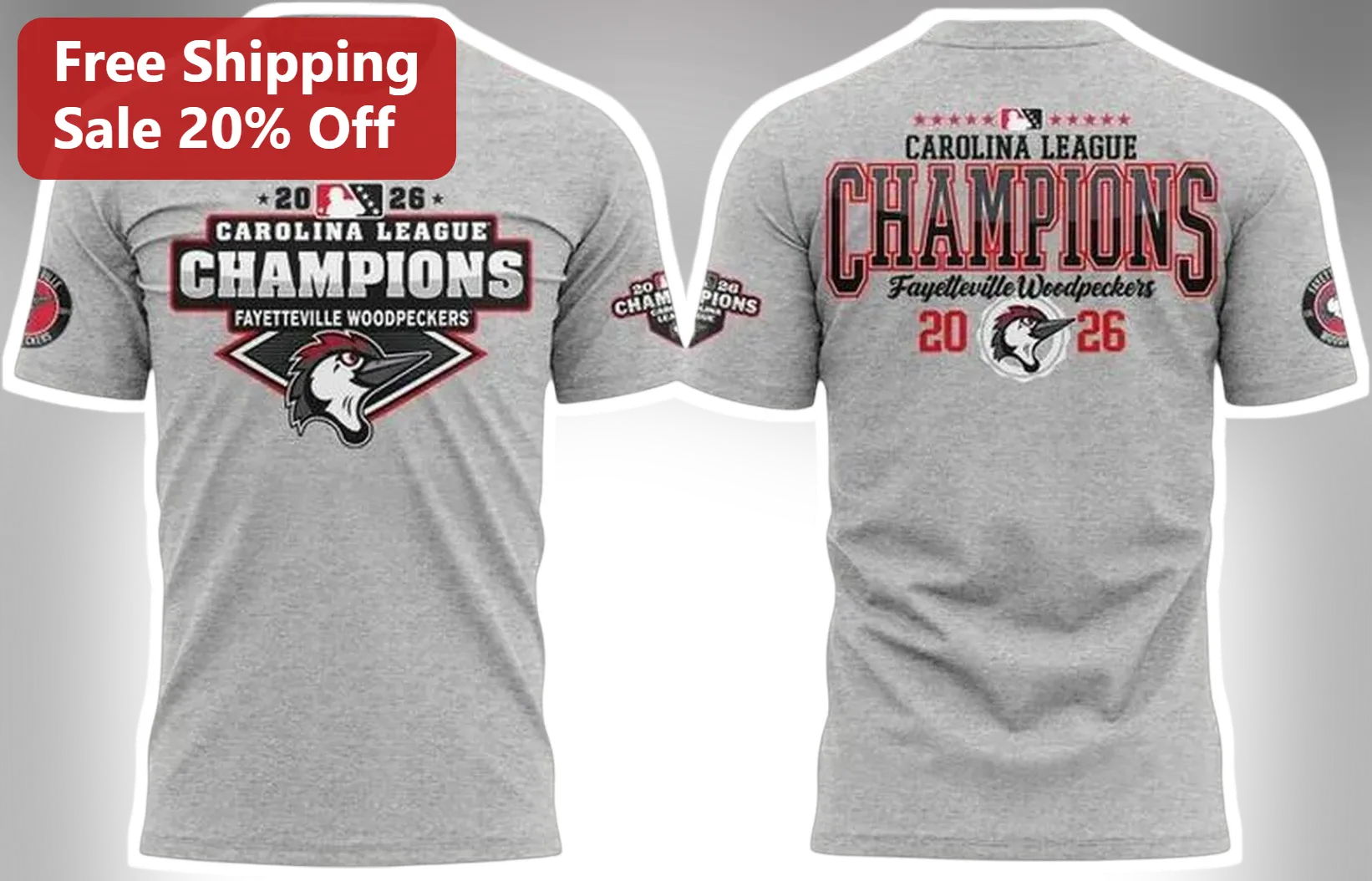 Fayetteville Woodpeckers 2026 Carolina League Champions Tee Baseball Fan Gift