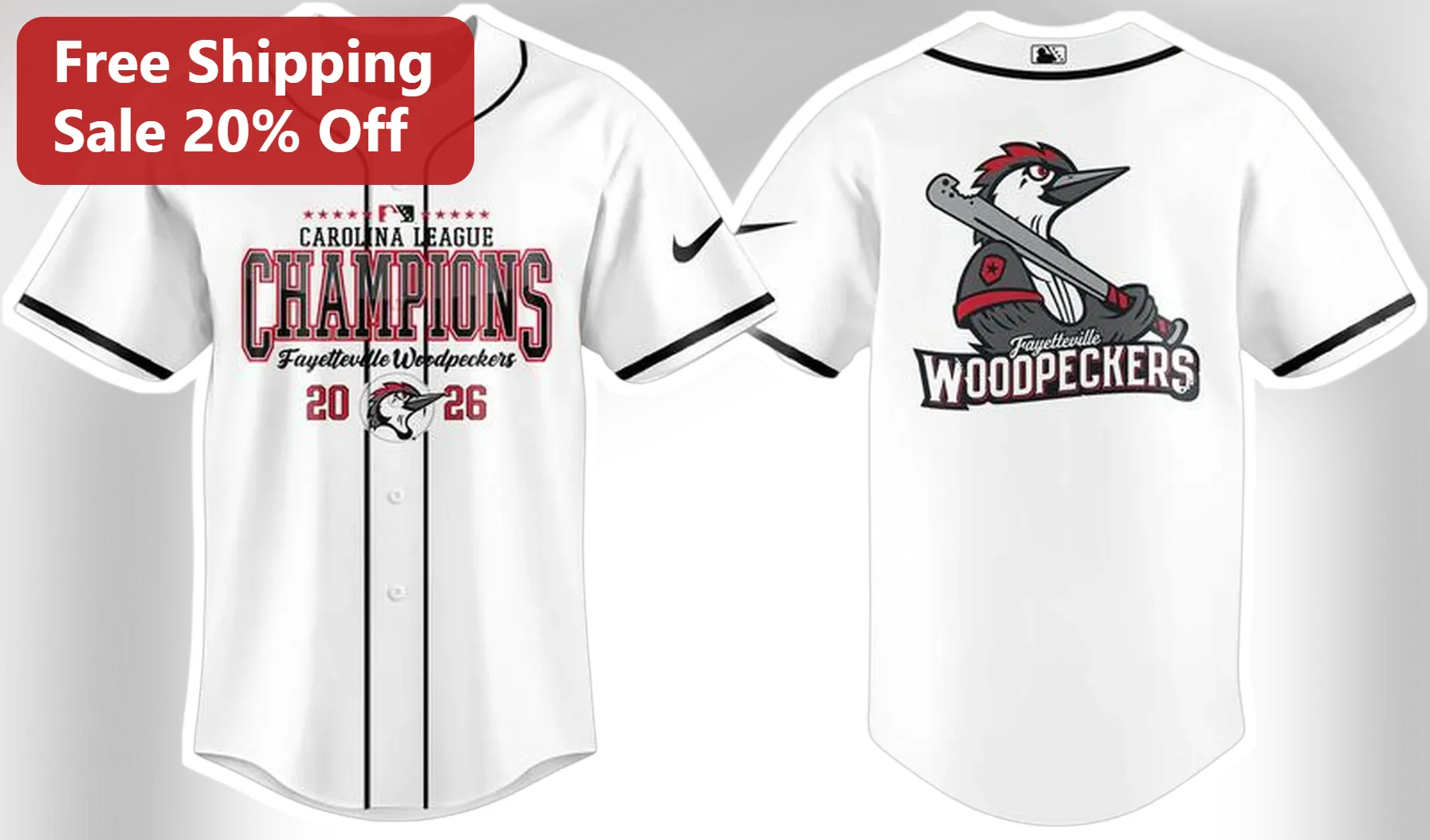 Fayetteville Woodpeckers Jersey Carolina League Champions Minor League Baseball Fan Apparel