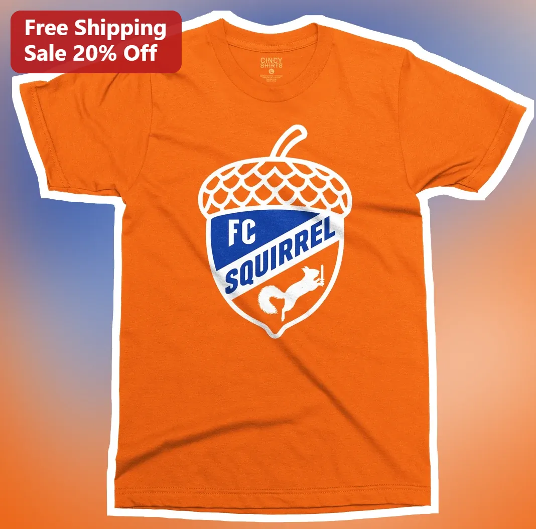 FC Squirrel Soccer Parody Logo Graphic Tee Funny Acorn Crest Shirt for Cincinnati Fans Game Day
