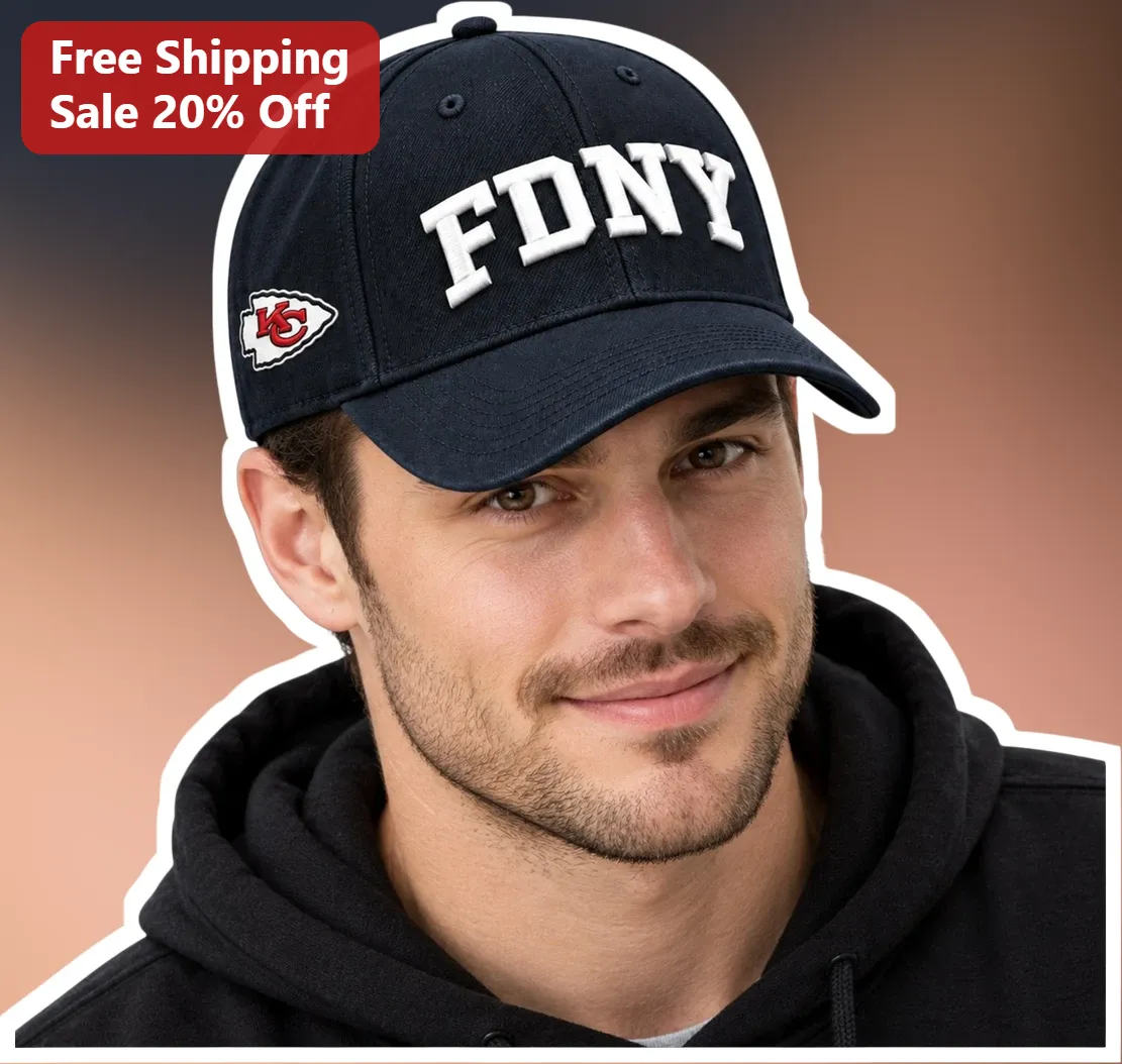 FDNY Cap Black Baseball Hat with Chiefs Logo Patch Embroidered Firefighter Gear for Men
