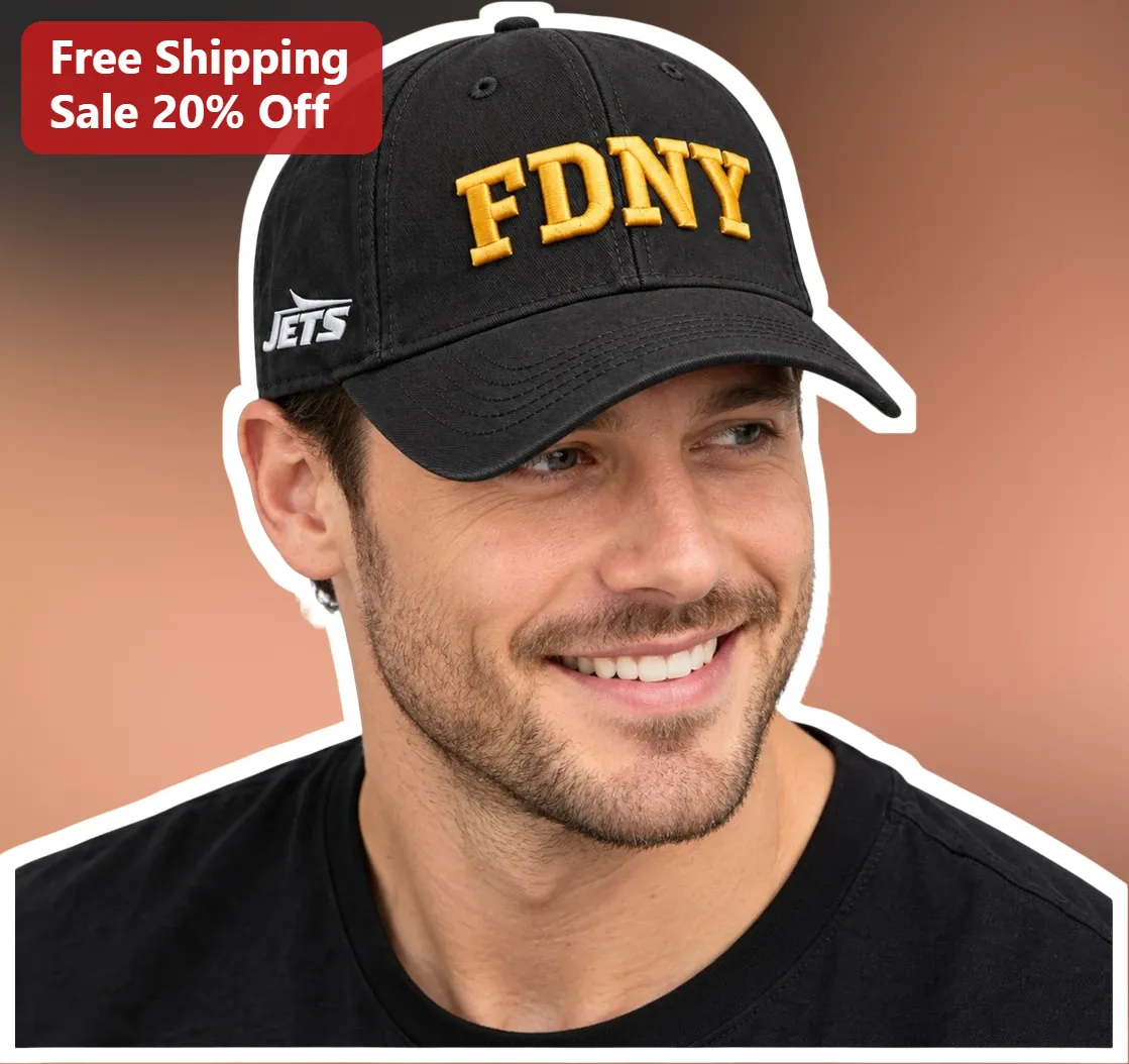 FDNY Cap Black Baseball Hat with Gold Embroidered Logo for Firefighters and First Responders