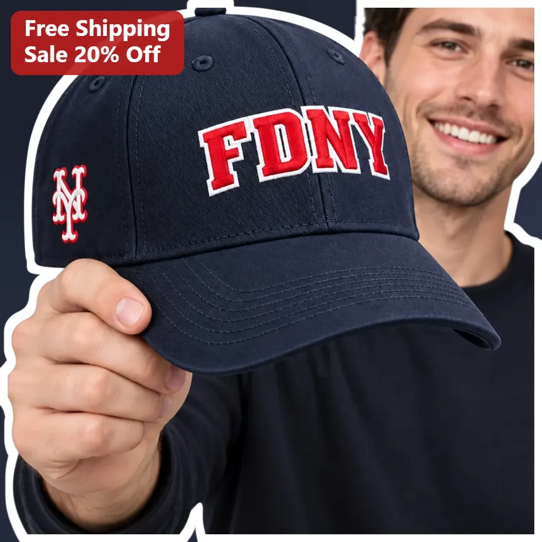 FDNY Cap Navy Blue Embroidered Baseball Hat Firefighter Gift NYC First Responder