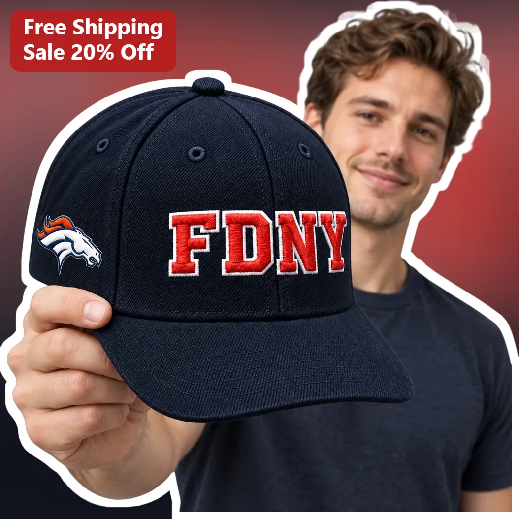 FDNY Hat Navy Blue Baseball Cap with Denver Broncos Logo Embroidered Firefighter Dad Hat for Men