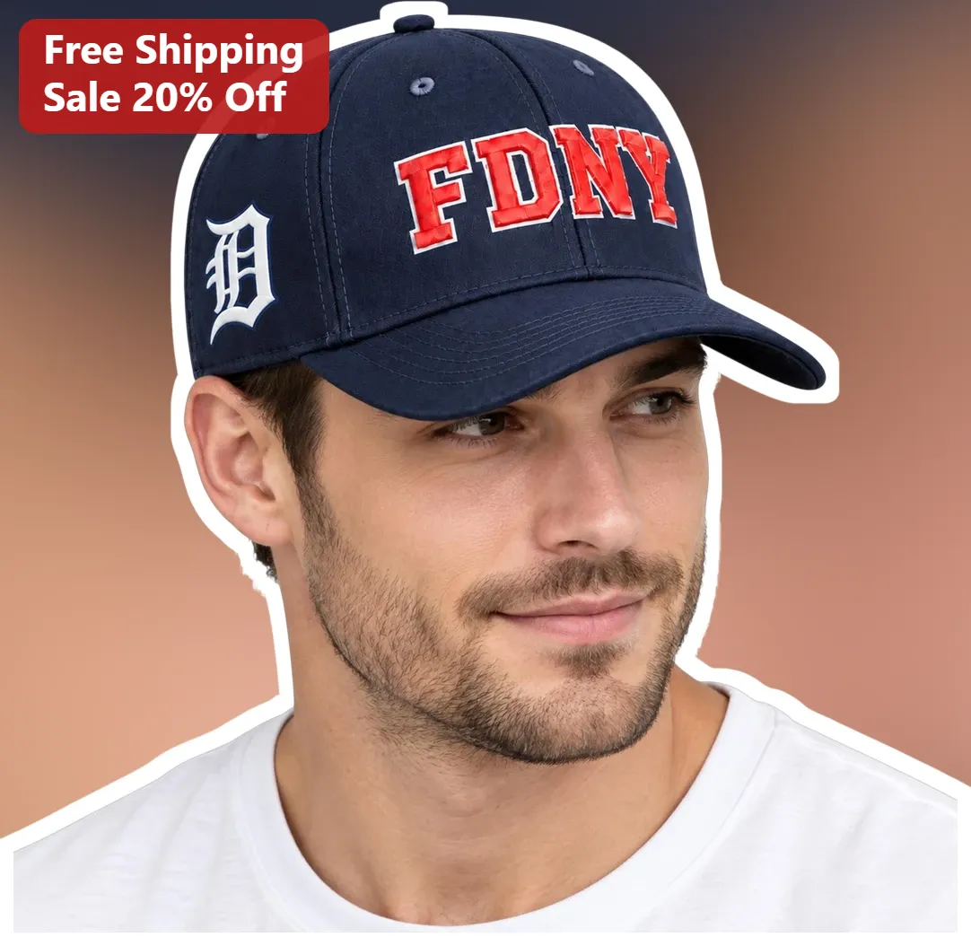 FDNY Hat Navy Blue Baseball Cap with Old English D Logo Embroidered Firefighter Dad Hat for Men