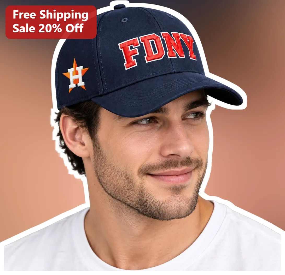 FDNY Hat Navy Blue Baseball Cap with Red Embroidered Logo for Firefighters and First Responders