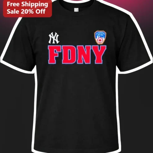 FDNY New York Yankees Logo Graphic Tee Black Cotton Shirt for Firefighters and Fans