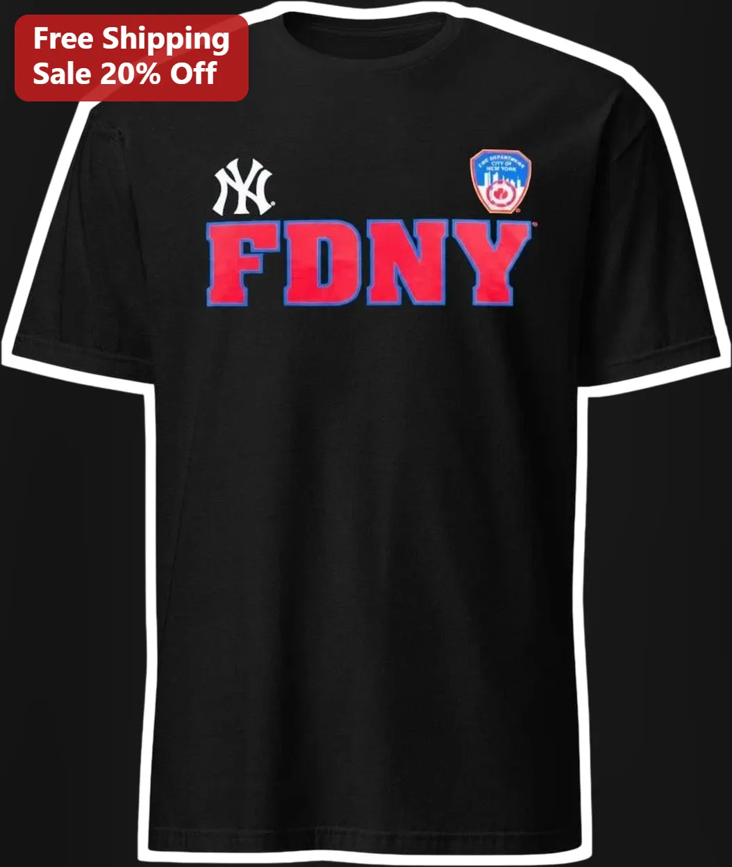 FDNY Tee New York Fire Department Yankees Logo Graphic Shirt for Men Women
