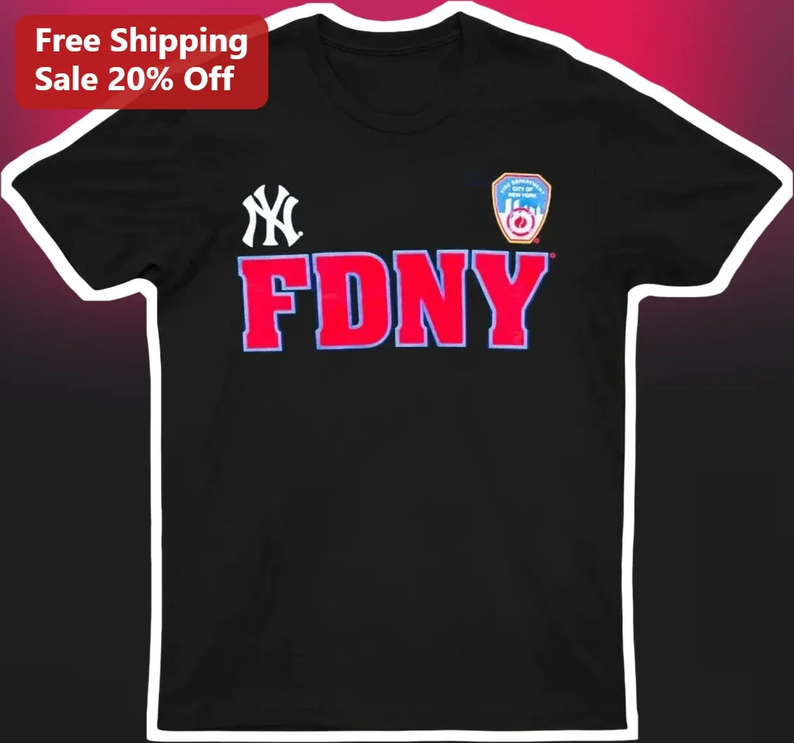 FDNY Yankees Mashup Tee Black New York Firefighter First Responder Gift