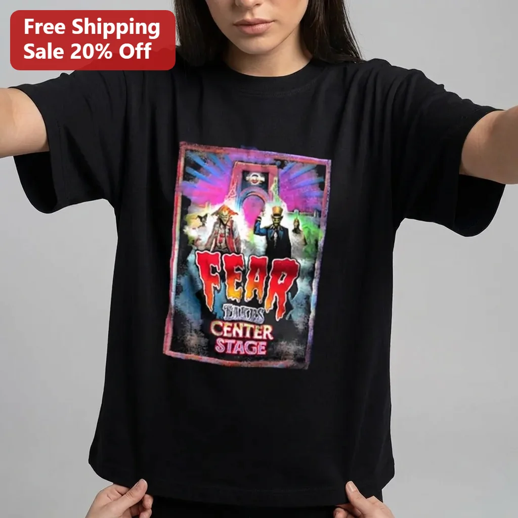 Fear Takes Center Stage Tee, Horror Circus Scary Clown Graphic Shirt, Dark Fantasy Halloween Gift for Horror Movie Fans