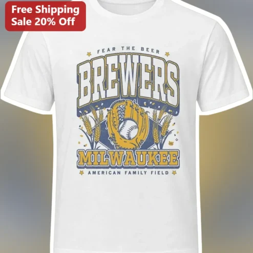 Fear The Beer Milwaukee Brewers Vintage Graphic Tee American Family Field Baseball Shirt