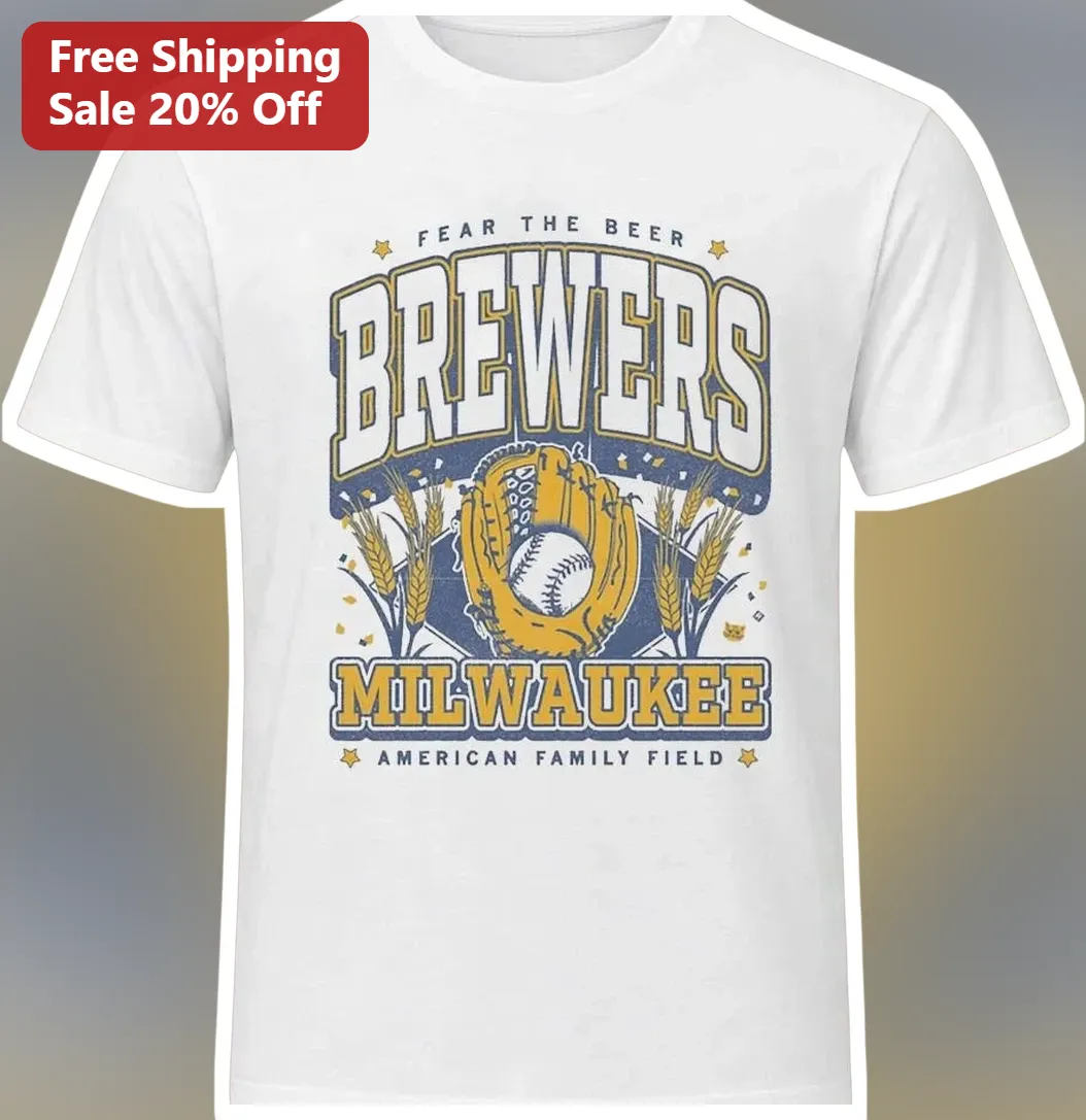 Fear The Beer Milwaukee Brewers Vintage Graphic Tee American Family Field Baseball Shirt