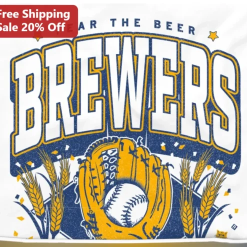 FEAR THE BEER Milwaukee Brewers Vintage Graphic Tee Baseball Fan Gift