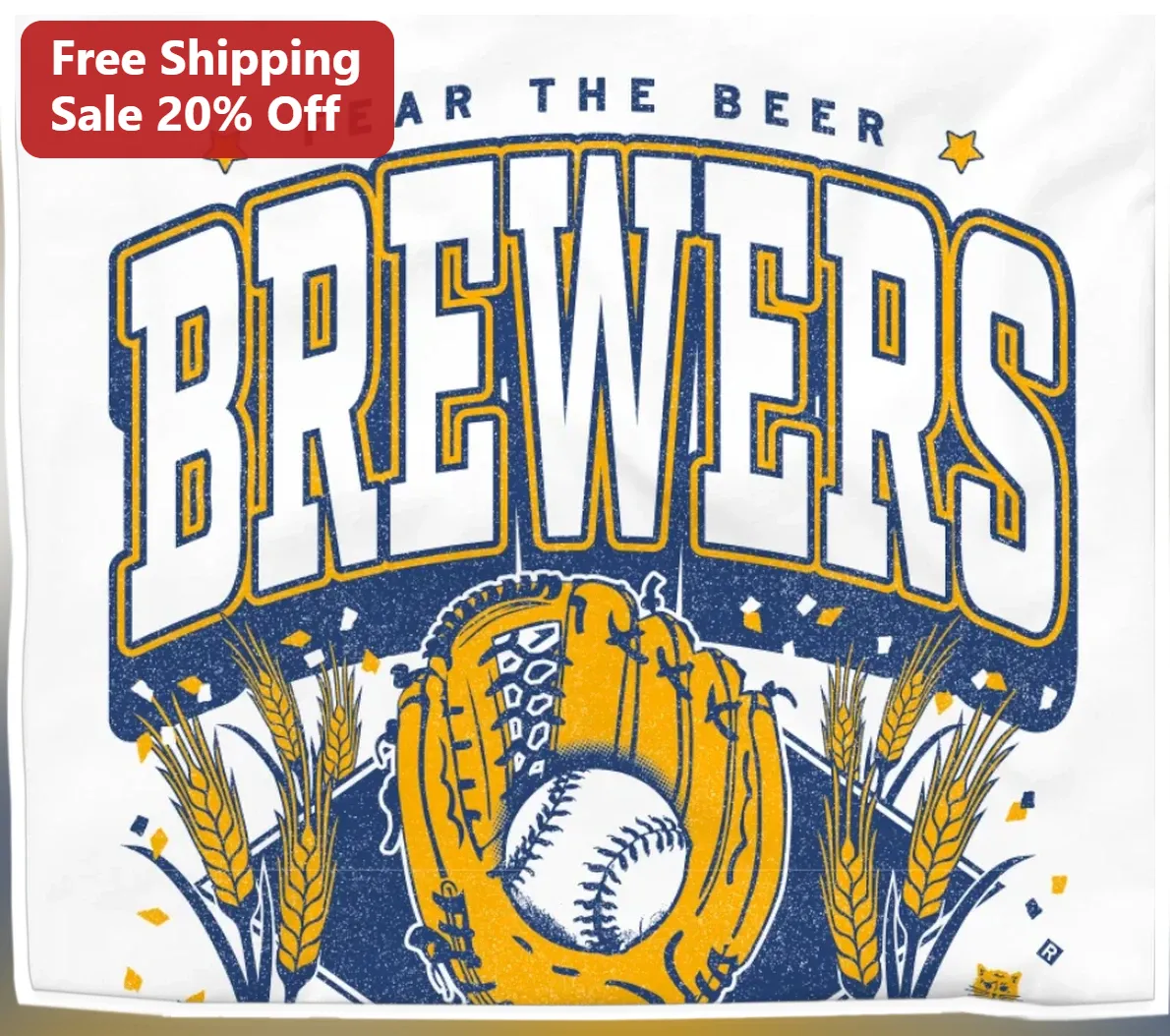 FEAR THE BEER Milwaukee Brewers Vintage Graphic Tee Baseball Fan Gift