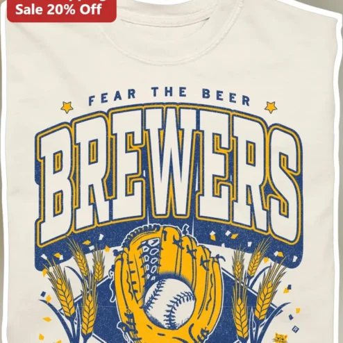 Fear The Beer Milwaukee Brewers Vintage Graphic Tee For Baseball Fans
