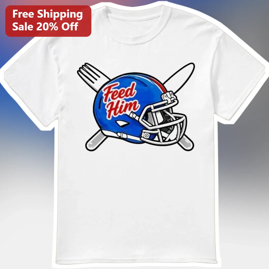 Feed Him Tee Football Helmet Graphic Shirt Gift for Men
