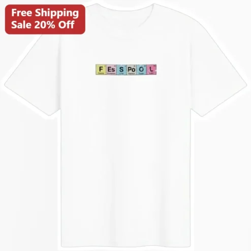 FESPOOL Periodic Table Name Spelling Graphic Tee Science Humor Shirt