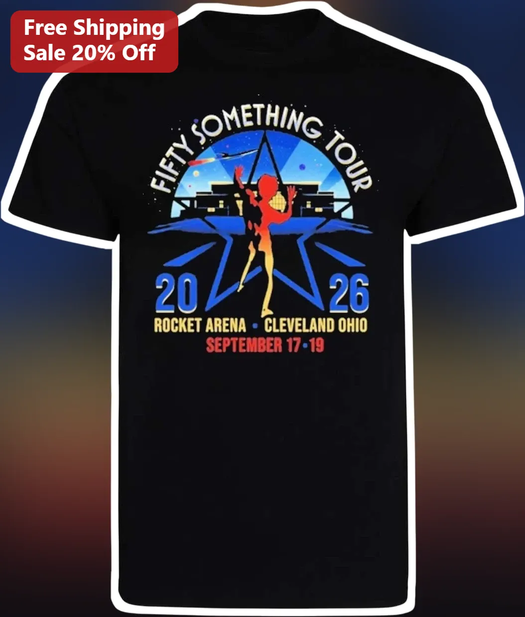 Fifty Something Tour Tee Vintage Retro Concert Graphic Shirt Turning 50 Gift available at our Chicago, Illinois warehouse