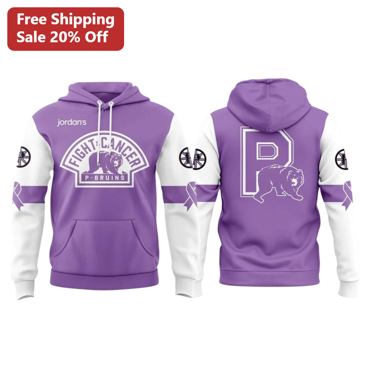 Fight Cancer Hockey Awareness Hoodie Providence Bruins Fan Gift Lavender Pullover Sweatshirt