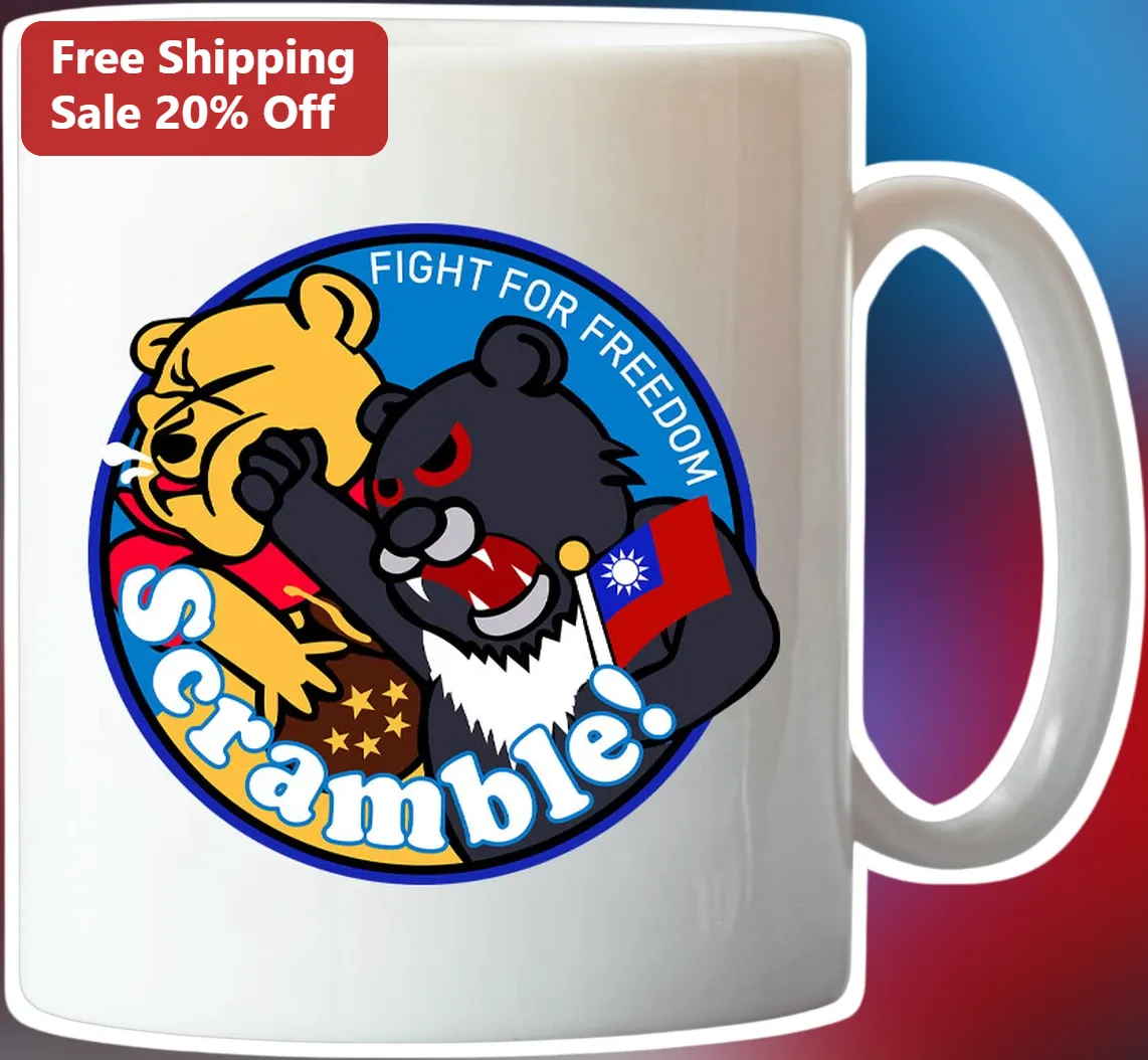 Fight For Freedom Scramble! Taiwan Air Force Mug Winnie The Pooh Satire Gift