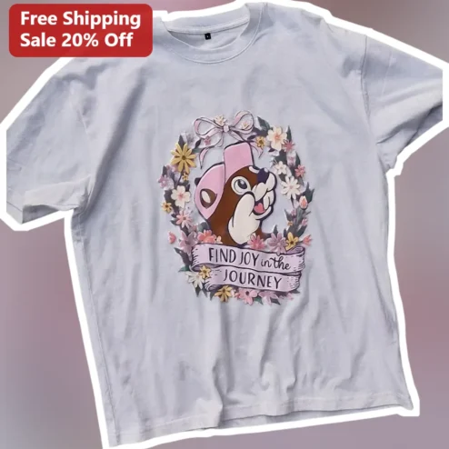 Find Joy in the Journey Chip Squirrel Graphic Tee Cottagecore Floral Gift