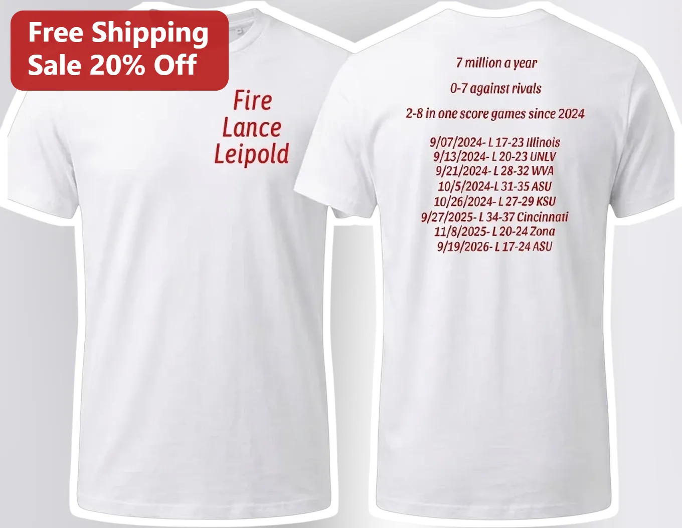 Fire Lance Leipold Kansas Jayhawks Football Coach Graphic Tee