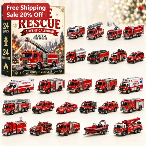Fire Rescue Advent Calendar Toy Set 24-Day Christmas Countdown Gift for Kids and First Responders