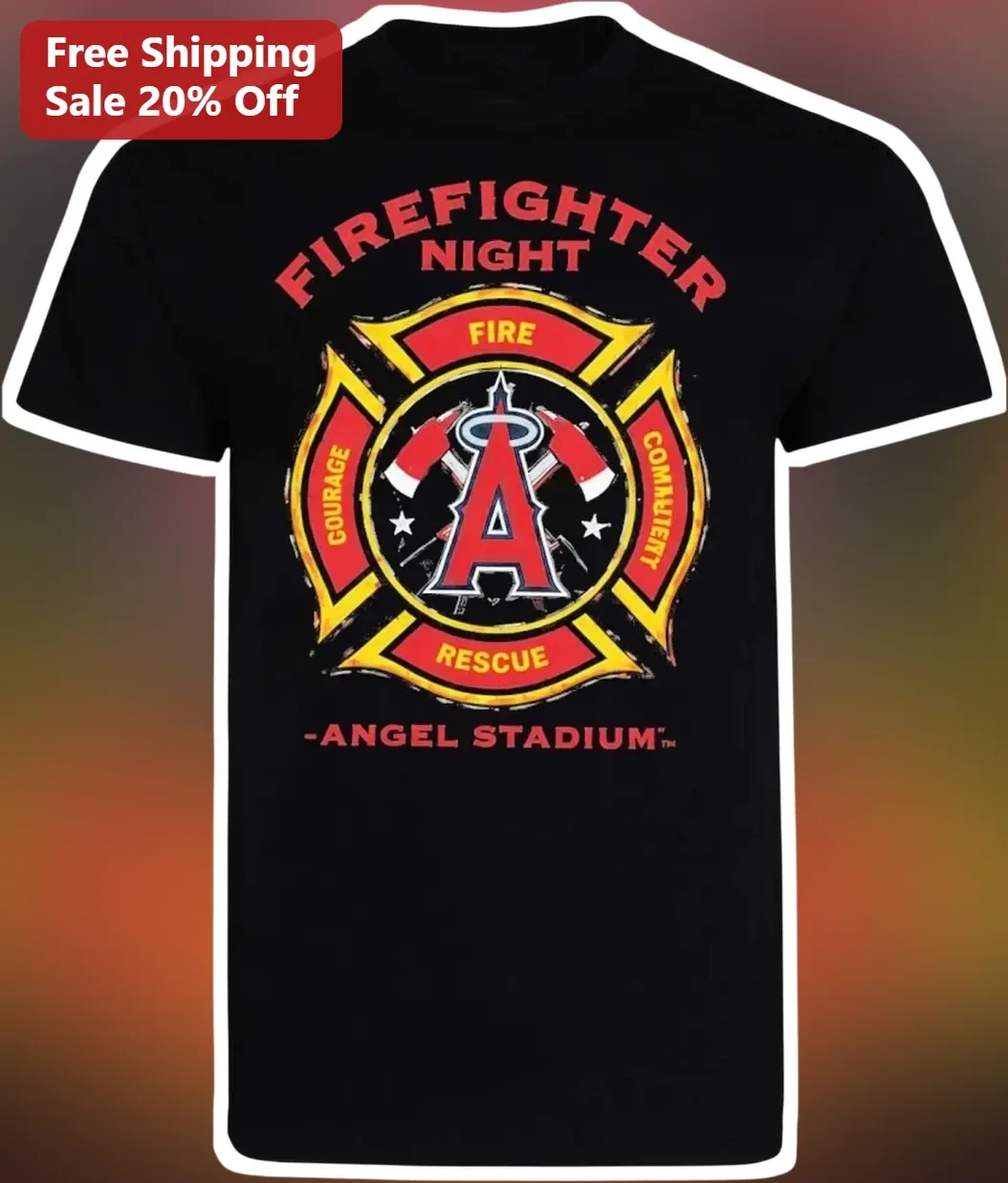 Firefighter Appreciation Night Fire Rescue Courage Community Tee Los Angeles Angels Baseball Fan Gift