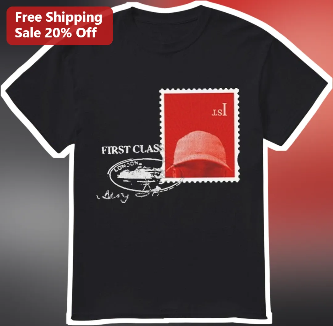 First Class Tee Vintage Aviation Stamp Graphic Shirt Retro Travel Gift