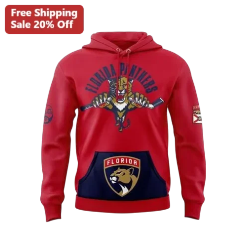 Florida Panthers Hoodie Red Pullover NHL Hockey Fan Gear Team Apparel