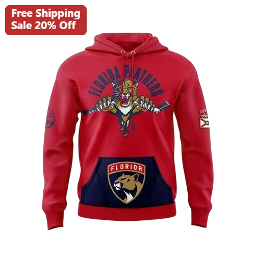 Florida Panthers Hoodie Red Pullover NHL Hockey Fan Gear Team Apparel