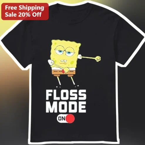 Floss Mode On SpongeBob SquarePants Graphic Tee Meme Dance Shirt for Kids Teens